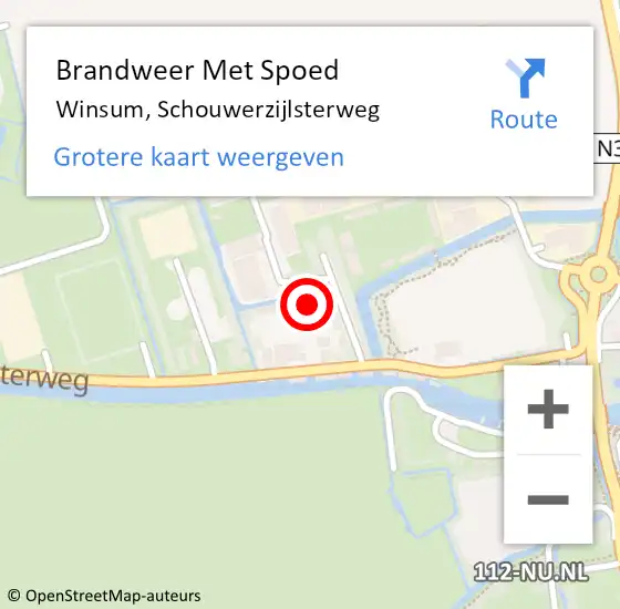 Locatie op kaart van de 112 melding: Brandweer Met Spoed Naar Winsum, Schouwerzijlsterweg op 21 augustus 2022 09:14