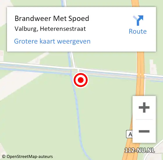 Locatie op kaart van de 112 melding: Brandweer Met Spoed Naar Valburg, Heterensestraat op 21 augustus 2022 10:02