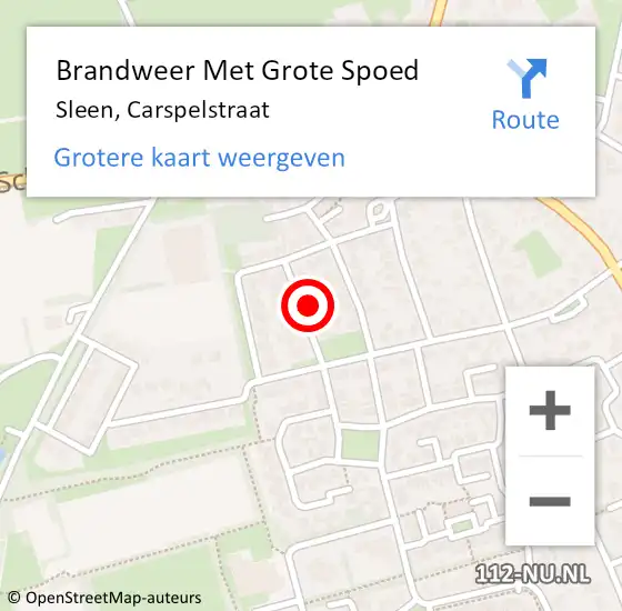 Locatie op kaart van de 112 melding: Brandweer Met Grote Spoed Naar Sleen, Carspelstraat op 21 augustus 2022 10:04