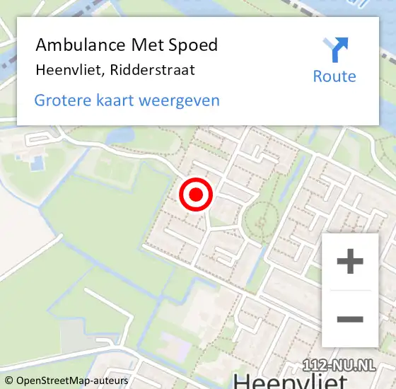 Locatie op kaart van de 112 melding: Ambulance Met Spoed Naar Heenvliet, Ridderstraat op 21 augustus 2022 10:33