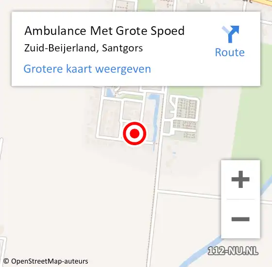 Locatie op kaart van de 112 melding: Ambulance Met Grote Spoed Naar Zuid-Beijerland, Santgors op 21 augustus 2022 10:45