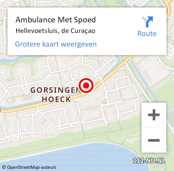 Locatie op kaart van de 112 melding: Ambulance Met Spoed Naar Hellevoetsluis, de Curaçao op 21 augustus 2022 10:52