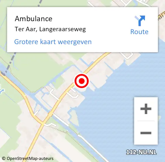 Locatie op kaart van de 112 melding: Ambulance Ter Aar, Langeraarseweg op 27 juli 2014 04:28