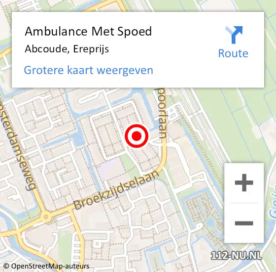 Locatie op kaart van de 112 melding: Ambulance Met Spoed Naar Abcoude, Ereprijs op 21 augustus 2022 11:11