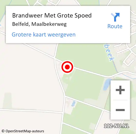 Locatie op kaart van de 112 melding: Brandweer Met Grote Spoed Naar Belfeld, Maalbekerweg op 21 augustus 2022 11:13