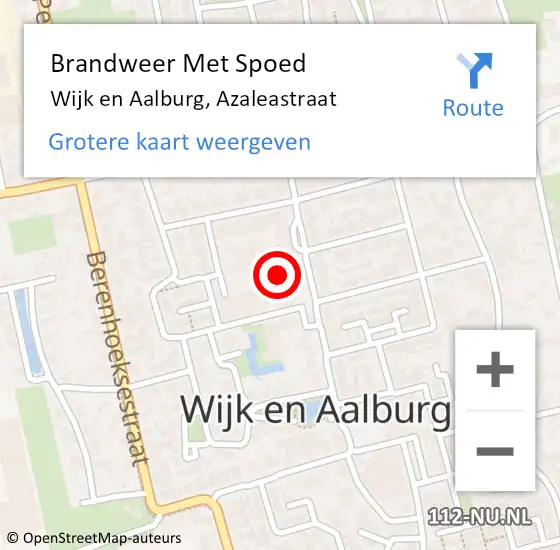 Locatie op kaart van de 112 melding: Brandweer Met Spoed Naar Wijk en Aalburg, Azaleastraat op 21 augustus 2022 11:15