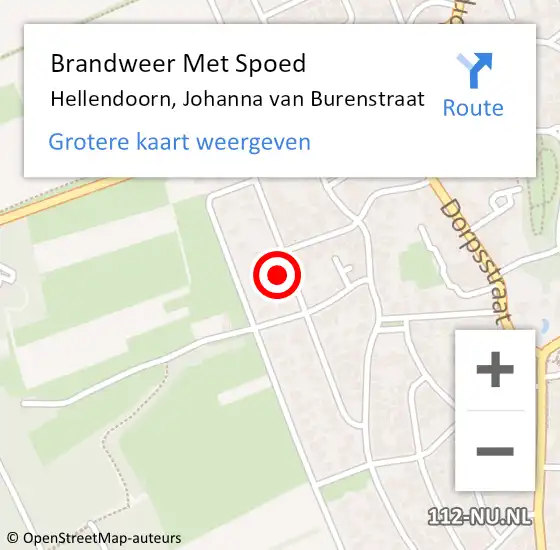 Locatie op kaart van de 112 melding: Brandweer Met Spoed Naar Hellendoorn, Johanna van Burenstraat op 21 augustus 2022 11:17