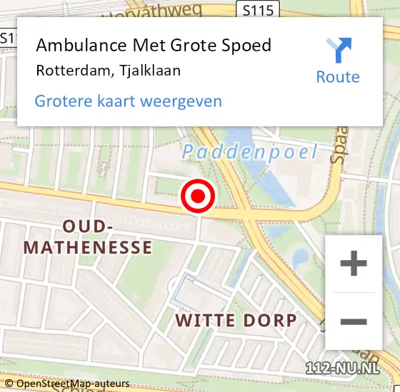 Locatie op kaart van de 112 melding: Ambulance Met Grote Spoed Naar Rotterdam, Tjalklaan op 21 augustus 2022 11:21