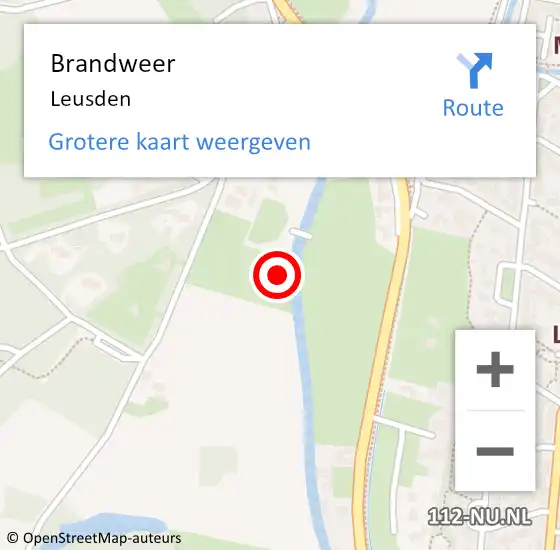 Locatie op kaart van de 112 melding: Brandweer Leusden op 21 augustus 2022 11:21