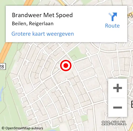 Locatie op kaart van de 112 melding: Brandweer Met Spoed Naar Beilen, Reigerlaan op 27 juli 2014 04:35