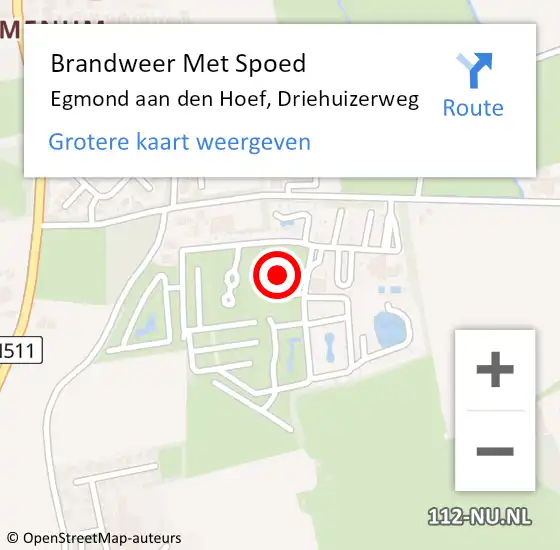 Locatie op kaart van de 112 melding: Brandweer Met Spoed Naar Egmond aan den Hoef, Driehuizerweg op 21 augustus 2022 11:37