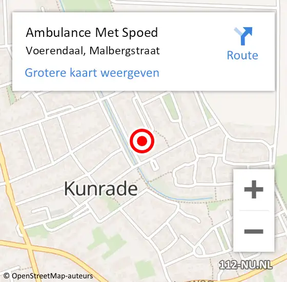 Locatie op kaart van de 112 melding: Ambulance Met Spoed Naar Voerendaal, Malbergstraat op 27 juli 2014 04:37