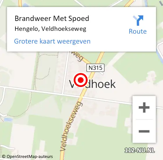 Locatie op kaart van de 112 melding: Brandweer Met Spoed Naar Hengelo, Veldhoekseweg op 21 augustus 2022 12:08