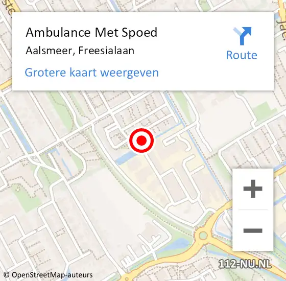 Locatie op kaart van de 112 melding: Ambulance Met Spoed Naar Aalsmeer, Freesialaan op 21 augustus 2022 12:21