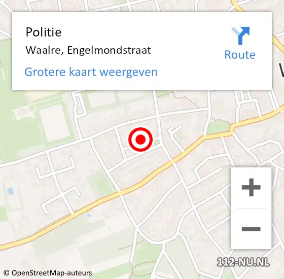 Locatie op kaart van de 112 melding: Politie Waalre, Engelmondstraat op 21 augustus 2022 12:27