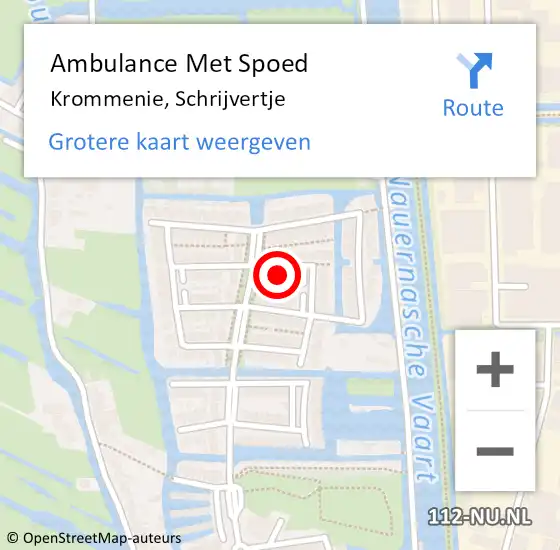 Locatie op kaart van de 112 melding: Ambulance Met Spoed Naar Krommenie, Schrijvertje op 21 augustus 2022 12:32