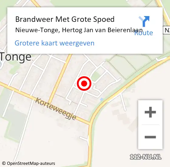 Locatie op kaart van de 112 melding: Brandweer Met Grote Spoed Naar Nieuwe-Tonge, Hertog Jan van Beierenlaan op 21 augustus 2022 13:00