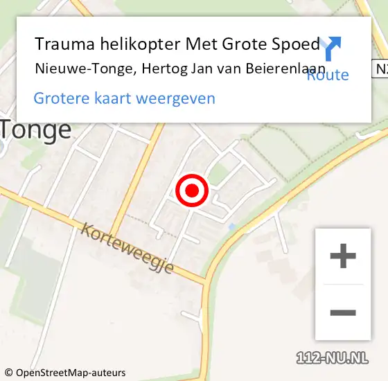 Locatie op kaart van de 112 melding: Trauma helikopter Met Grote Spoed Naar Nieuwe-Tonge, Hertog Jan van Beierenlaan op 21 augustus 2022 13:02