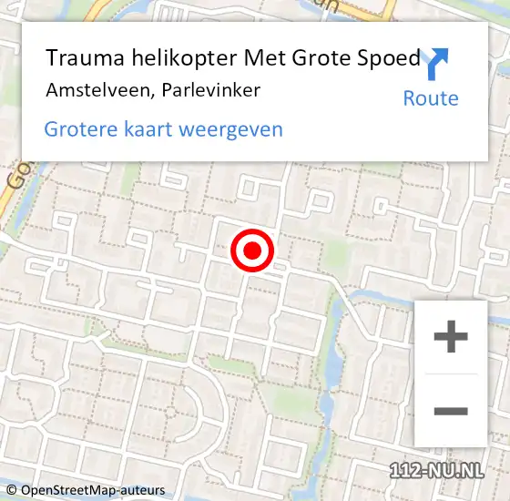 Locatie op kaart van de 112 melding: Trauma helikopter Met Grote Spoed Naar Amstelveen, Parlevinker op 21 augustus 2022 13:58