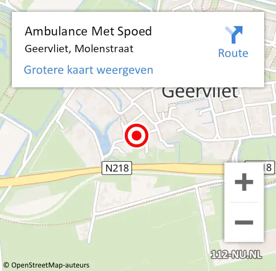 Locatie op kaart van de 112 melding: Ambulance Met Spoed Naar Geervliet, Molenstraat op 21 augustus 2022 14:09