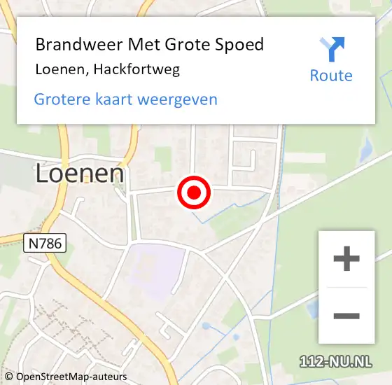 Locatie op kaart van de 112 melding: Brandweer Met Grote Spoed Naar Loenen, Hackfortweg op 21 augustus 2022 14:10