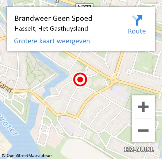 Locatie op kaart van de 112 melding: Brandweer Geen Spoed Naar Hasselt, Het Gasthuysland op 21 augustus 2022 14:18