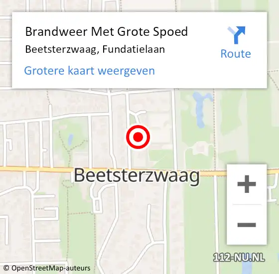 Locatie op kaart van de 112 melding: Brandweer Met Grote Spoed Naar Beetsterzwaag, Fundatielaan op 21 augustus 2022 14:19