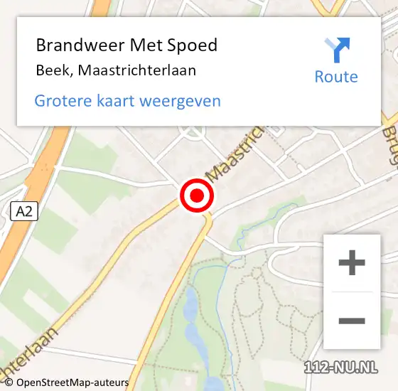 Locatie op kaart van de 112 melding: Brandweer Met Spoed Naar Beek, Maastrichterlaan op 21 augustus 2022 14:44