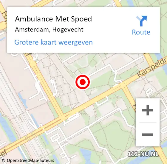 Locatie op kaart van de 112 melding: Ambulance Met Spoed Naar Amsterdam-Zuidoost, Hogevecht op 21 augustus 2022 14:56