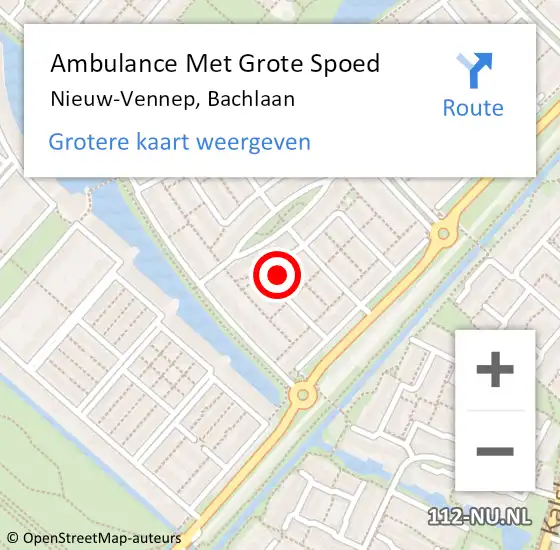 Locatie op kaart van de 112 melding: Ambulance Met Grote Spoed Naar Nieuw-Vennep, Bachlaan op 21 augustus 2022 15:08