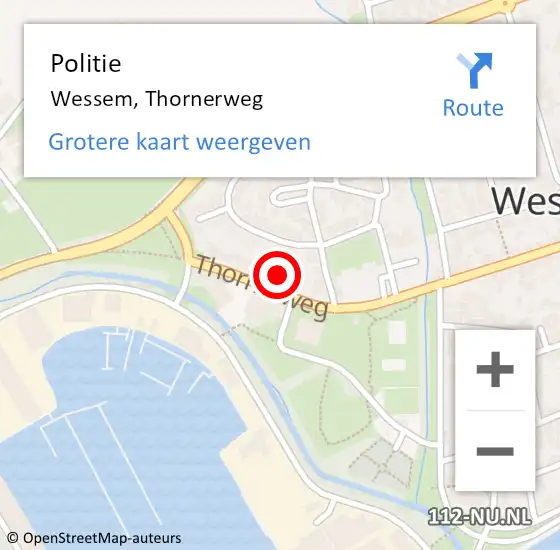 Locatie op kaart van de 112 melding: Politie Wessem, Thornerweg op 21 augustus 2022 15:14