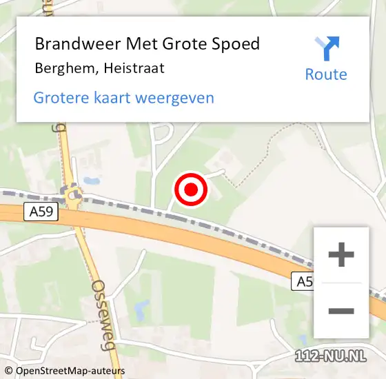 Locatie op kaart van de 112 melding: Brandweer Met Grote Spoed Naar Berghem, Heistraat op 21 augustus 2022 15:14