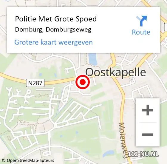 Locatie op kaart van de 112 melding: Politie Met Grote Spoed Naar Domburg, Domburgseweg op 21 augustus 2022 15:21
