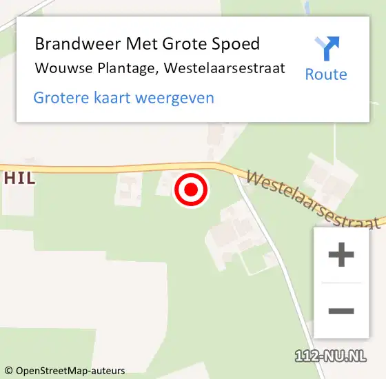 Locatie op kaart van de 112 melding: Brandweer Met Grote Spoed Naar Wouwse Plantage, Westelaarsestraat op 21 augustus 2022 15:33