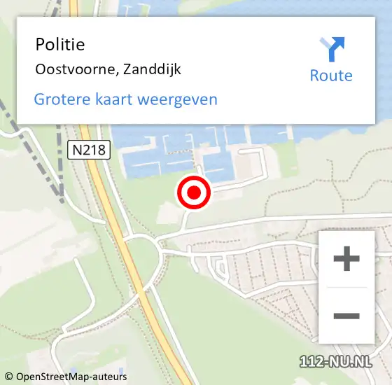 Locatie op kaart van de 112 melding: Politie Oostvoorne, Zanddijk op 21 augustus 2022 15:39