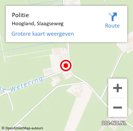 Locatie op kaart van de 112 melding: Politie Hoogland, Slaagseweg op 21 augustus 2022 16:07