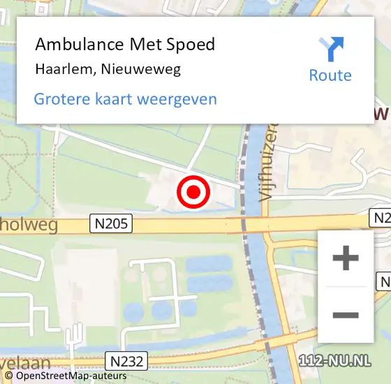 Locatie op kaart van de 112 melding: Ambulance Met Spoed Naar Haarlem, Nieuweweg op 21 augustus 2022 16:30