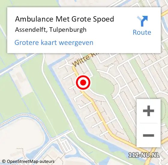 Locatie op kaart van de 112 melding: Ambulance Met Grote Spoed Naar Assendelft, Tulpenburgh op 21 augustus 2022 16:46