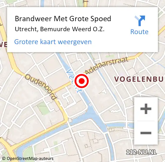 Locatie op kaart van de 112 melding: Brandweer Met Grote Spoed Naar Utrecht, Bemuurde Weerd O.Z. op 21 augustus 2022 17:18