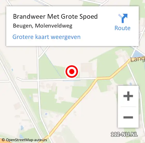 Locatie op kaart van de 112 melding: Brandweer Met Grote Spoed Naar Beugen, Molenveldweg op 21 augustus 2022 17:22