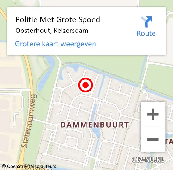 Locatie op kaart van de 112 melding: Politie Met Grote Spoed Naar Oosterhout, Keizersdam op 21 augustus 2022 17:29