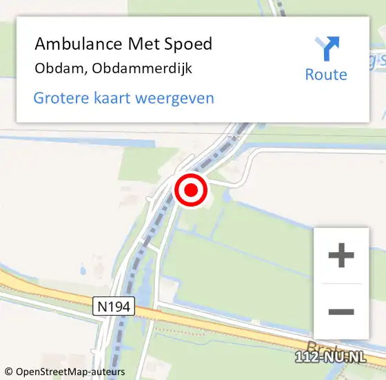 Locatie op kaart van de 112 melding: Ambulance Met Spoed Naar Obdam, Obdammerdijk op 21 augustus 2022 17:48