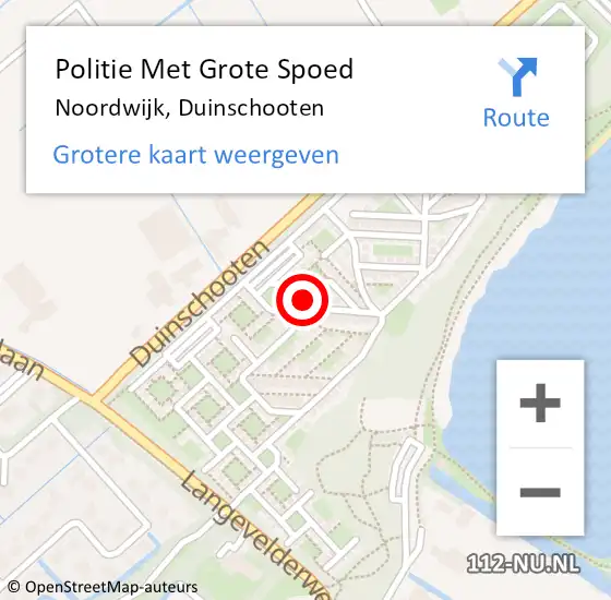 Locatie op kaart van de 112 melding: Politie Met Grote Spoed Naar Noordwijk, Duinschooten op 21 augustus 2022 17:50