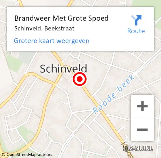 Locatie op kaart van de 112 melding: Brandweer Met Grote Spoed Naar Schinveld, Beekstraat op 21 augustus 2022 17:57