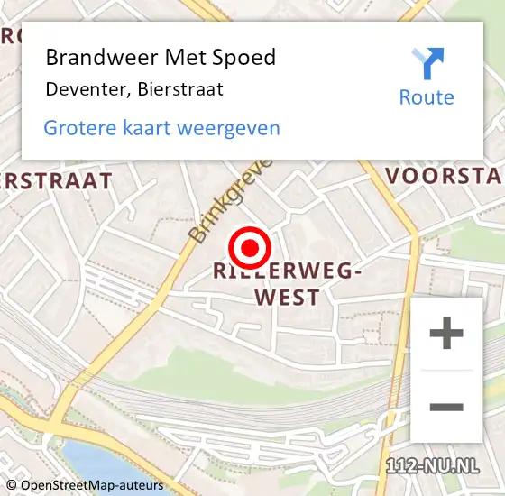 Locatie op kaart van de 112 melding: Brandweer Met Spoed Naar Deventer, Bierstraat op 21 augustus 2022 18:18