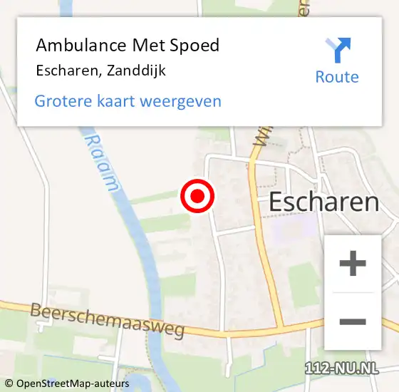 Locatie op kaart van de 112 melding: Ambulance Met Spoed Naar Escharen, Zanddijk op 27 juli 2014 06:13