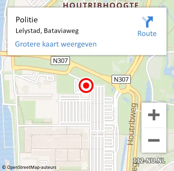 Locatie op kaart van de 112 melding: Politie Lelystad, Bataviaweg op 21 augustus 2022 18:33