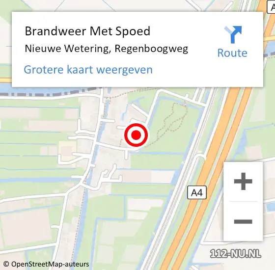 Locatie op kaart van de 112 melding: Brandweer Met Spoed Naar Nieuwe Wetering, Regenboogweg op 21 augustus 2022 18:44