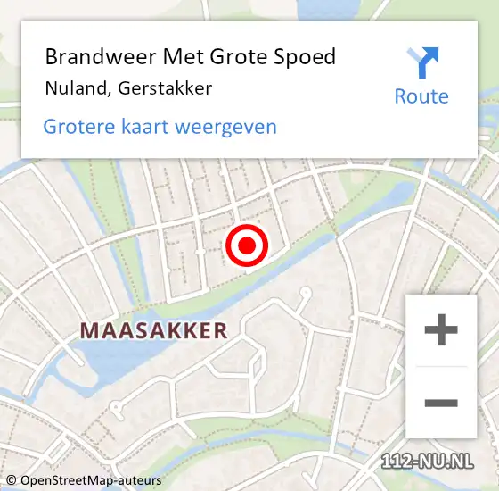 Locatie op kaart van de 112 melding: Brandweer Met Grote Spoed Naar Nuland, Gerstakker op 21 augustus 2022 19:09