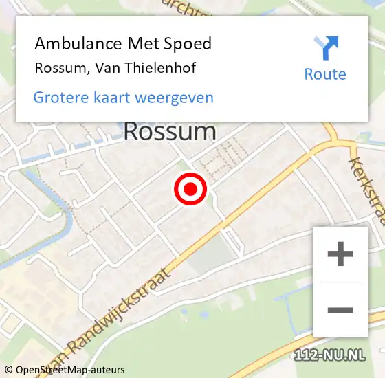 Locatie op kaart van de 112 melding: Ambulance Met Spoed Naar Rossum, Van Thielenhof op 21 augustus 2022 19:14